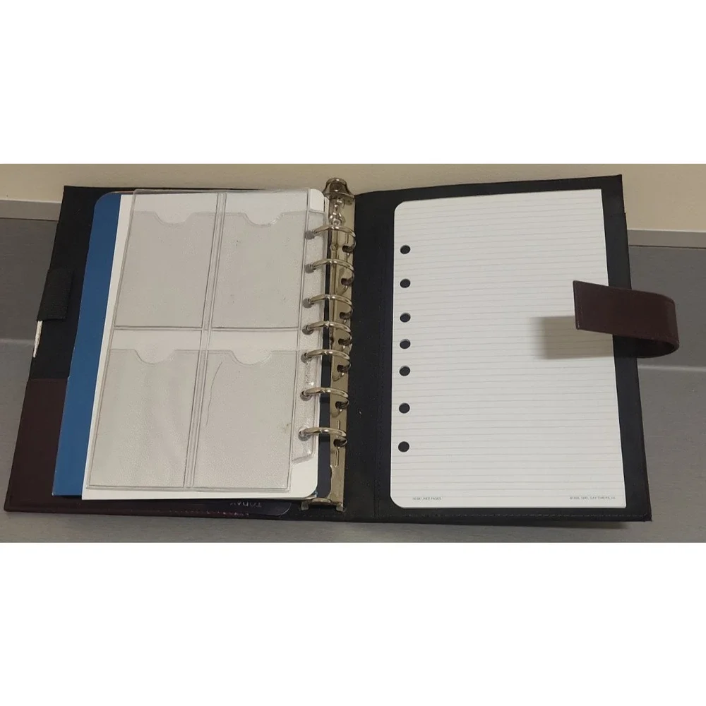 VTG Day-Timer Burgundy Wine Leather 3 Ring Planner Organizer 9.5 X 7 w/inserts